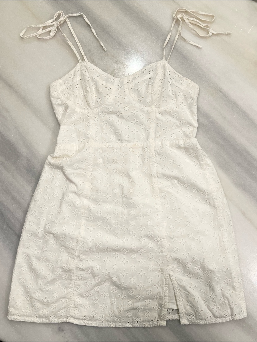 Aeropostale White Eyelet Tie-Shoulder Slip Dress